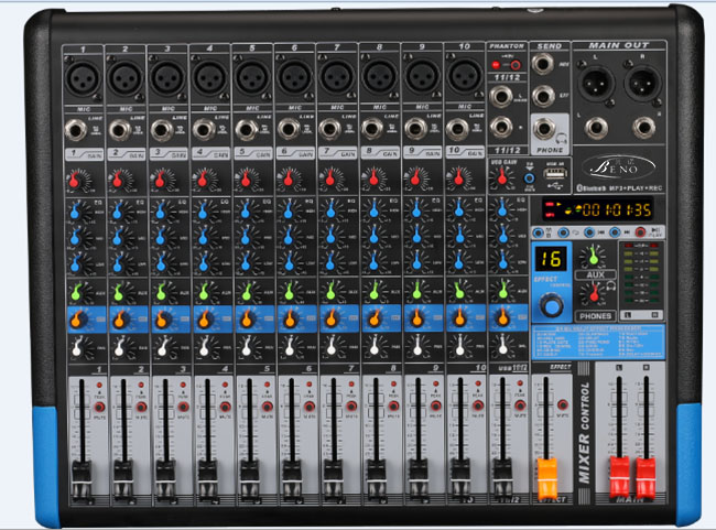 12路+99DSP效果+MP3+蓝牙+USB录音 调音台BN-MT12X