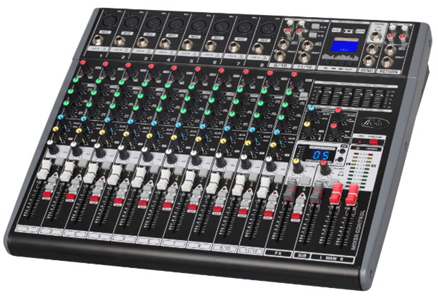 12路两编组+16DSP效果+MP3+均衡+蓝牙+USB录音 调音台BN-1222F