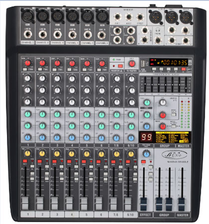 10路两编组+99种效果+MP3+均衡+蓝牙+USB录音 调音台BN-102F